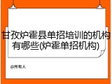 甘孜炉霍县单招培训的机构有哪些(炉霍单招机构)