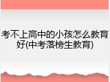 考不上高中的小孩怎么教育好(中考落榜生教育)