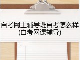 自考网上辅导班自考怎么样(自考网课辅导)