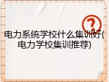 电力系统学校什么集训好(电力学校集训推荐)