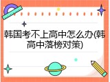 韩国考不上高中怎么办(韩高中落榜对策)