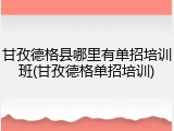 甘孜德格县哪里有单招培训班(甘孜德格单招培训)