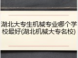 湖北大专生机械专业哪个学校最好(湖北机械大专名校)
