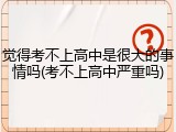 觉得考不上高中是很大的事情吗(考不上高中严重吗)