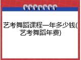 艺考舞蹈课程一年多少钱(艺考舞蹈年费)