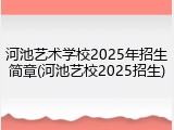 河池艺术学校2025年招生简章(河池艺校2025招生)