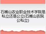 石嘴山农业职业技术学院是私立还是公立(石嘴山农院公私立)