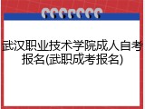 武汉职业技术学院成人自考报名(武职成考报名)