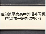 哈尔滨平房高中外语补习机构(哈市平房外语补习)