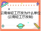 云南省轻工厅改为什么单位(云南轻工厅改制)