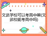 文武学校可以考高中嘛(文武校能考高中吗)