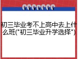 初三毕业考不上高中去上什么班("初三毕业升学选择")