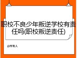 职校不良少年叛逆学校有责任吗(职校叛逆责任)