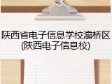 陕西省电子信息学校灞桥区(陕西电子信息校)