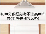 初中分数很差考不上高中咋办(中考失利怎么办)