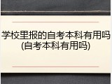 学校里报的自考本科有用吗(自考本科有用吗)