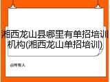 湘西龙山县哪里有单招培训机构(湘西龙山单招培训)