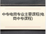 中专电商专业主要课程(电商中专课程)