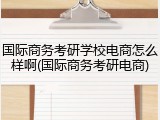 国际商务考研学校电商怎么样啊(国际商务考研电商)