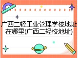 广西二轻工业管理学校地址在哪里(广西二轻校地址)
