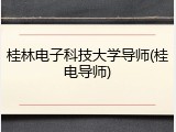 桂林电子科技大学导师(桂电导师)