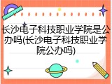 长沙电子科技职业学院是公办吗(长沙电子科技职业学院公办吗)