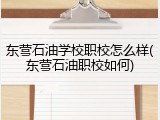 东营石油学校职校怎么样(东营石油职校如何)