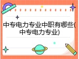中专电力专业中职有哪些(中专电力专业)