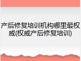 产后修复培训机构哪里最权威(权威产后修复培训)