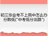 初三毕业考不上高中怎么办分数低("中考低分出路")