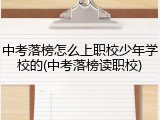中考落榜怎么上职校少年学校的(中考落榜读职校)