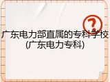 广东电力部直属的专科学校(广东电力专科)