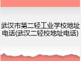 武汉市第二轻工业学校地址电话(武汉二轻校地址电话)