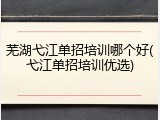 芜湖弋江单招培训哪个好(弋江单招培训优选)