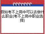 假如考不上高中可以去做什么职业(考不上高中职业选择)