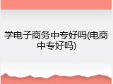 学电子商务中专好吗(电商中专好吗)