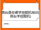 高台县在哪学挖掘机培训(高台学挖掘机)