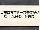 山东自考本科一共需要多少钱(山东自考本科费用)