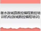 衡水故城县数控编程数控培训机构(故城数控编程培训)