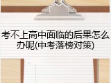 考不上高中面临的后果怎么办呢(中考落榜对策)