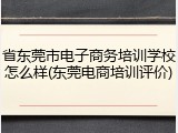 省东莞市电子商务培训学校怎么样(东莞电商培训评价)