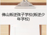 佛山叛逆孩子学校(叛逆少年学校)