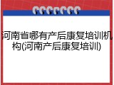 河南省哪有产后康复培训机构(河南产后康复培训)