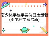 南少林学校学费价目表最新(南少林学费最新)