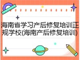 海南省学习产后修复培训正规学校(海南产后修复培训)