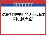 沈阳机械专业的大公司(沈阳机械大企)