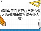 郑州电子商务职业学院专业人数(郑州电商学院专业人数)