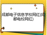 成都电子信息学校网红(成都电校网红)