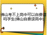 佛山考不上高中可以自费读吗学生(佛山自费读高中)