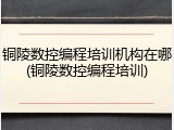 铜陵数控编程培训机构在哪(铜陵数控编程培训)